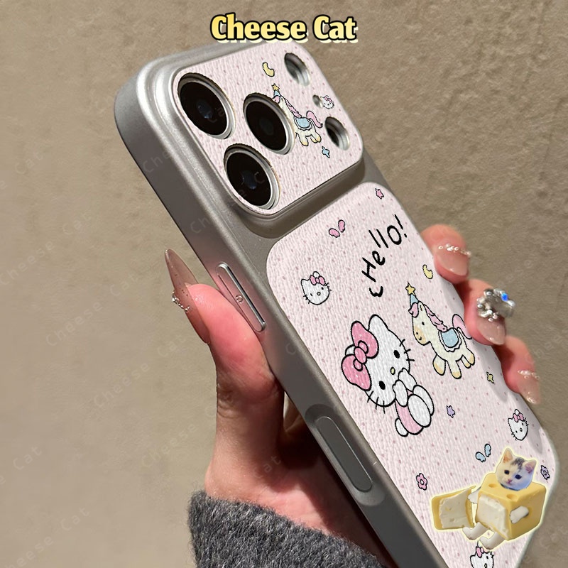 Cửa Sổ Lớn 17 PM Ốp lưng hình chú ngựa Kitty màu hồng dễ thương cho iPhone 14 13 16 15 Plus 11 12 Pro Max Xs XR