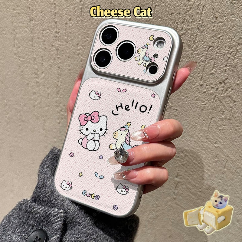Cửa Sổ Lớn 17 PM Ốp lưng hình chú ngựa Kitty màu hồng dễ thương cho iPhone 14 13 16 15 Plus 11 12 Pro Max Xs XR
