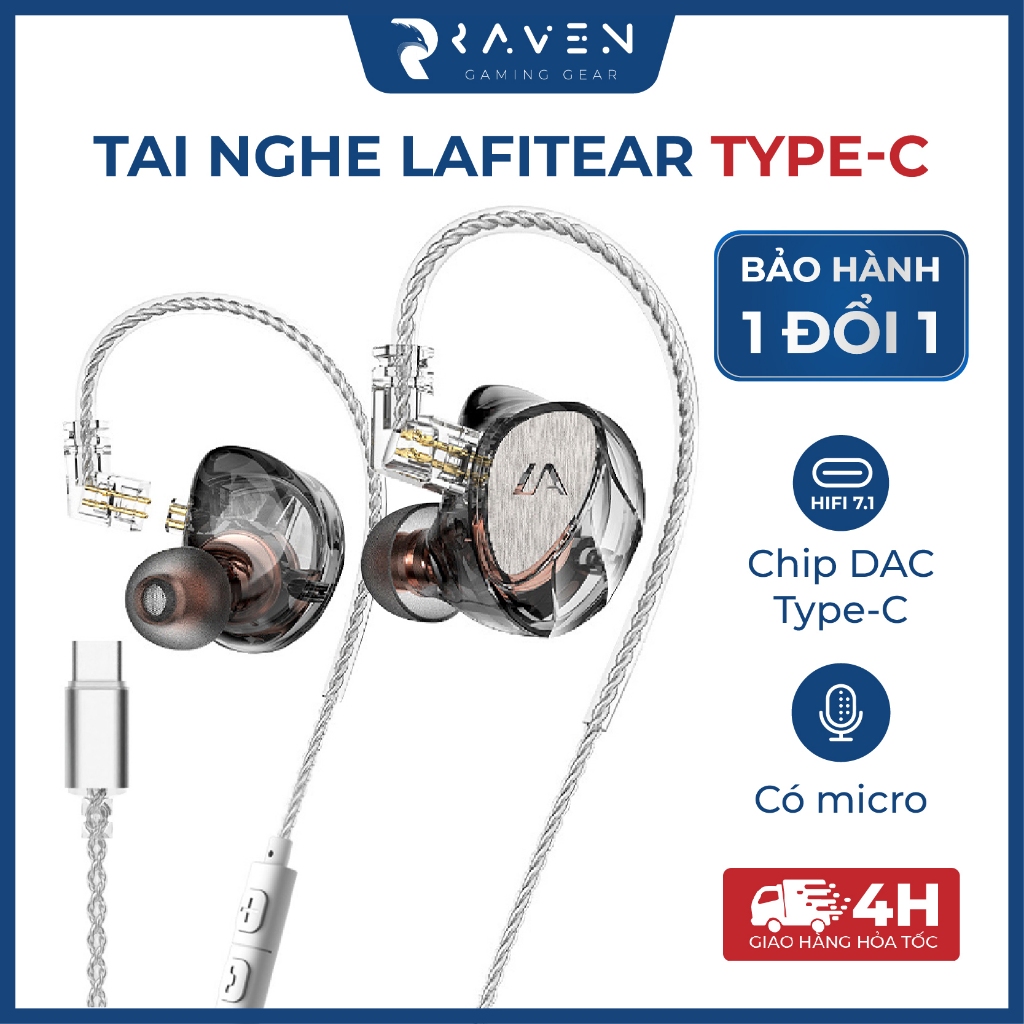 Tai nghe có dây LAFITEAR chuẩn TYPE-C nghe nhạc chơi game, tai nghe ...