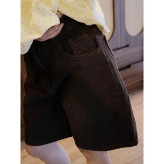Quần Short jean nữ chất bò trơn mềm Ống Suông Tôn Dáng Cạp Cao Đi Chơi Đi Học 6975