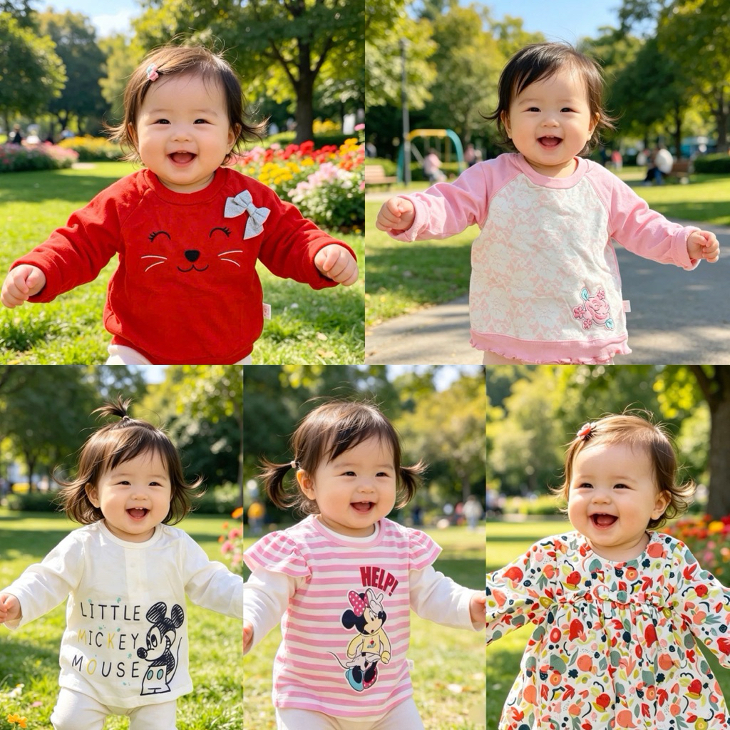 Áo Bé Gái Cotton Thu Đông Xuất Dư Cao Cấp Cho Bé 6-18 Tháng C6352 L002 L092