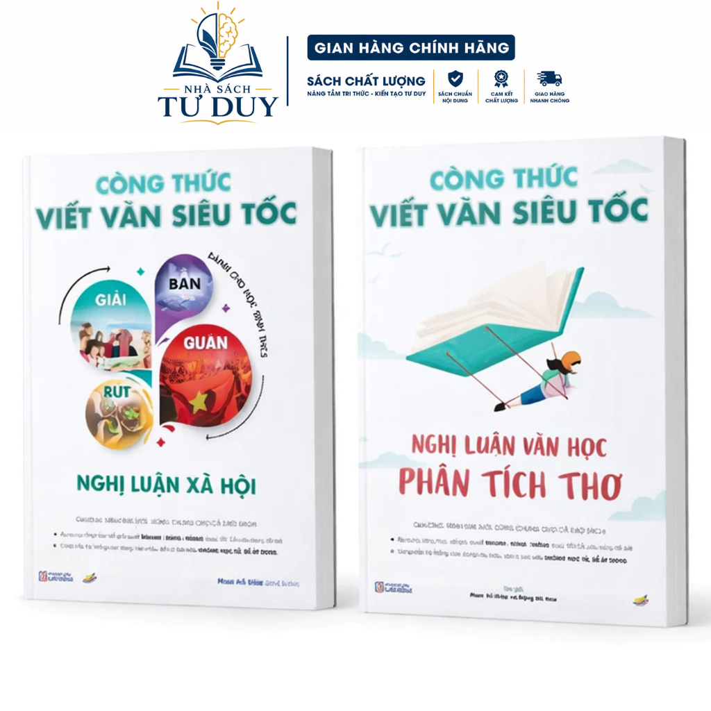 Bìa sách Combo Công Thức Viết Văn Siêu Tốc - Nghị Luận Xã Hội và Thơ cho Học Sinh THCS