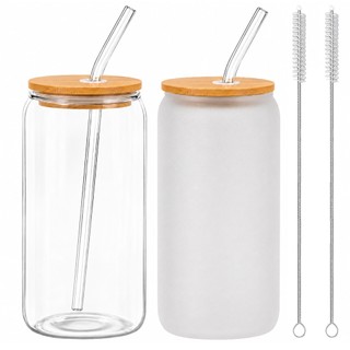 Ly Thuỷ Tinh 500ml Có Nắp Và Ống Hút|Cốc Thuỷ Tinh Trong/Nhám Chịu Nhiệt Decor Cà Phê Chill Quà Tặng