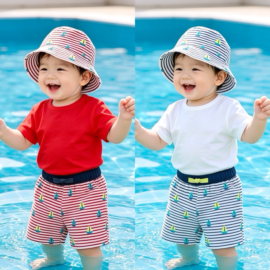 Set Bơi Trẻ Em F0819 (gồm mũ + quần bơi) Bé Trai Bé Gái 6-36 Tháng
