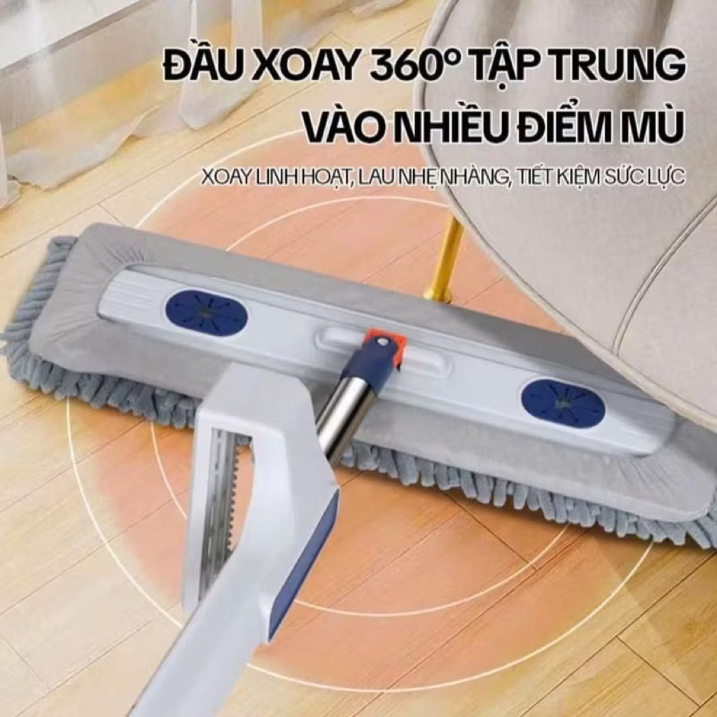 Cây Lau Nhà Tự Vắt Bông SAN HÔ 45cm, Chổi Lau Nhà Thông Minh Xoay 360 Độ, Chổi Lau Nhà San Hô [KHÔNG KÈM THÙNG]