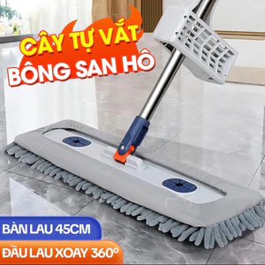 Cây Lau Nhà Tự Vắt Bông SAN HÔ 45cm, Chổi Lau Nhà Thông Minh Xoay 360 Độ, Chổi Lau Nhà San Hô [KHÔNG KÈM THÙNG]