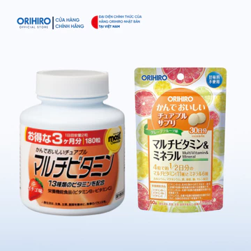 Combo bổ sung Vitamin tổng hợp hỗ trợ tăng cường đề kháng toàn diện (Nhai Dâu + Tổng hợp túi)