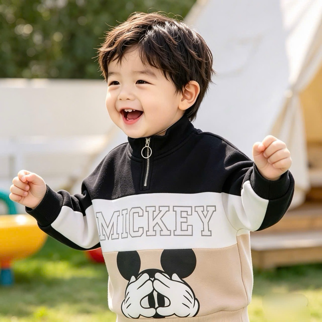 [SALE Hàng Lỗi Nhẹ] Áo Nỉ Cho Bé HZM Cổ Cao Phối 3 Màu Cực Trend Cho Bé 11-40kg C3322