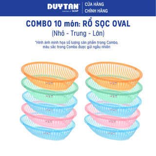 Combo 10 Rổ Sọc Oval Nhỏ Trung Lớn, Duy Tân, Nhựa PP, Thoát Nước Nhanh, Đựng Rau Củ Tiện Lợi