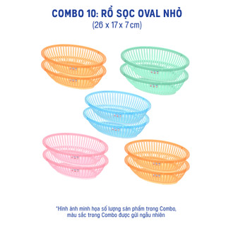 Combo 10 Rổ Sọc Oval Nhỏ Trung Lớn, Duy Tân, Nhựa PP, Thoát Nước Nhanh, Đựng Rau Củ Tiện Lợi
