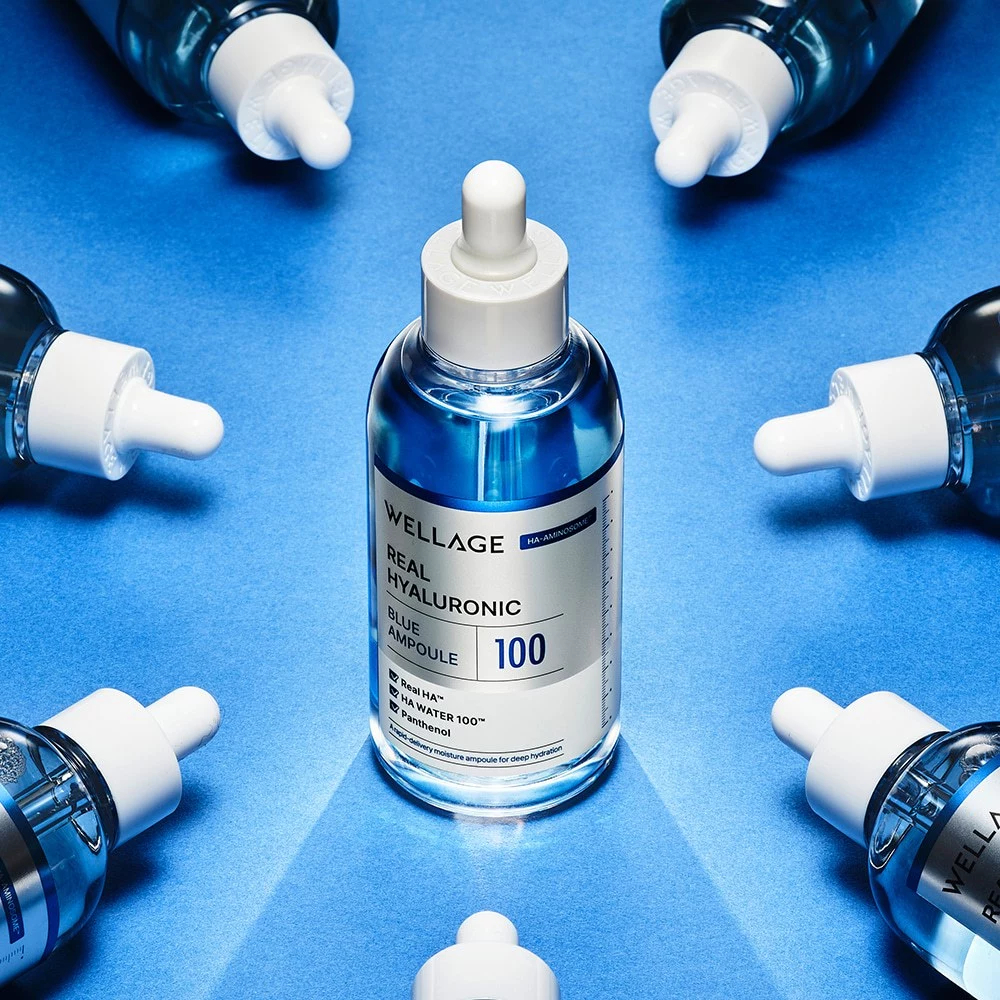 Serum Wellage Real Hyaluronic Blue Ampoule 60ml  Cấp Ẩm, Phục Hồi Da Chuyên Sâu - Ever Queen