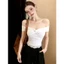 Áo Trễ Vai Nữ Tay Ngắn Xoắn Ngực Viền Ren RANSHI Vải Cotton Mịn Mát Co Giãn Ôm Body Gợi Cảm - RA363