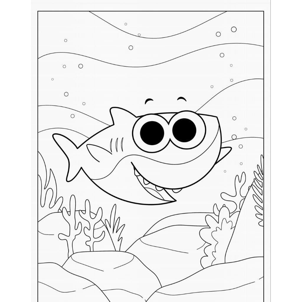 20 tranh tô màu Baby Shark (Mực và giấy chính hãng - an toàn cho bé)
