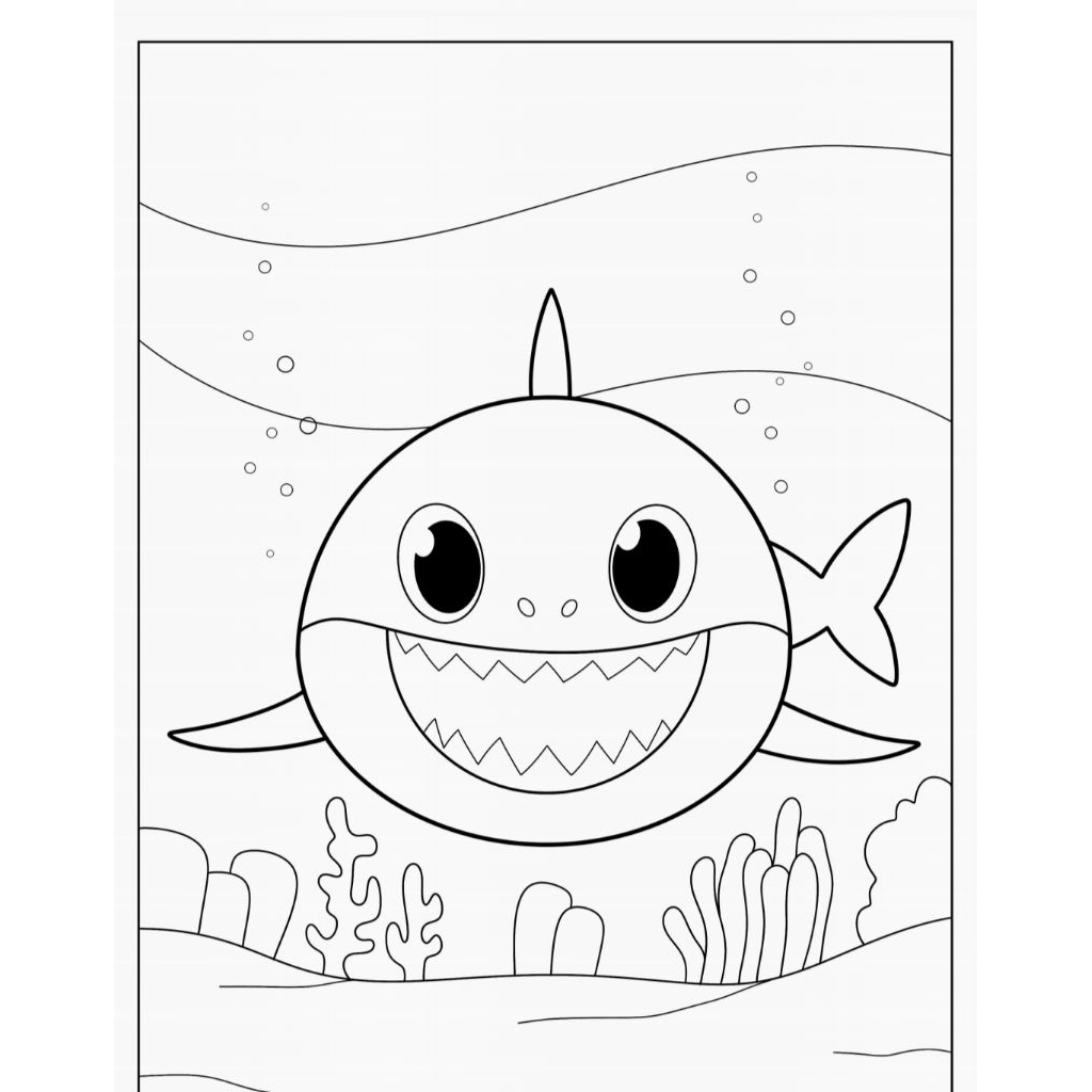 20 tranh tô màu Baby Shark (Mực và giấy chính hãng - an toàn cho bé)