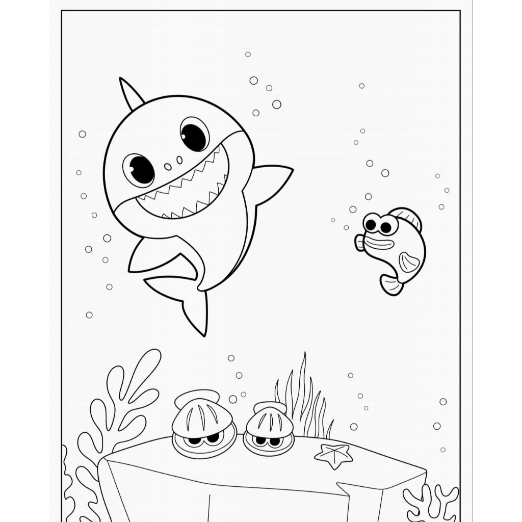 20 tranh tô màu Baby Shark (Mực và giấy chính hãng - an toàn cho bé)