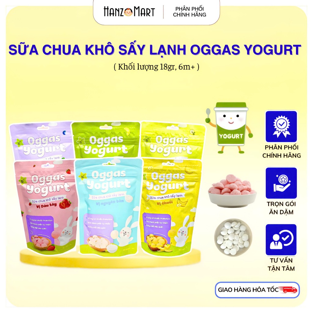 Sữa chua khô Oggas Yogurt cho bé từ 6 tháng tuổi các vị, 18gr