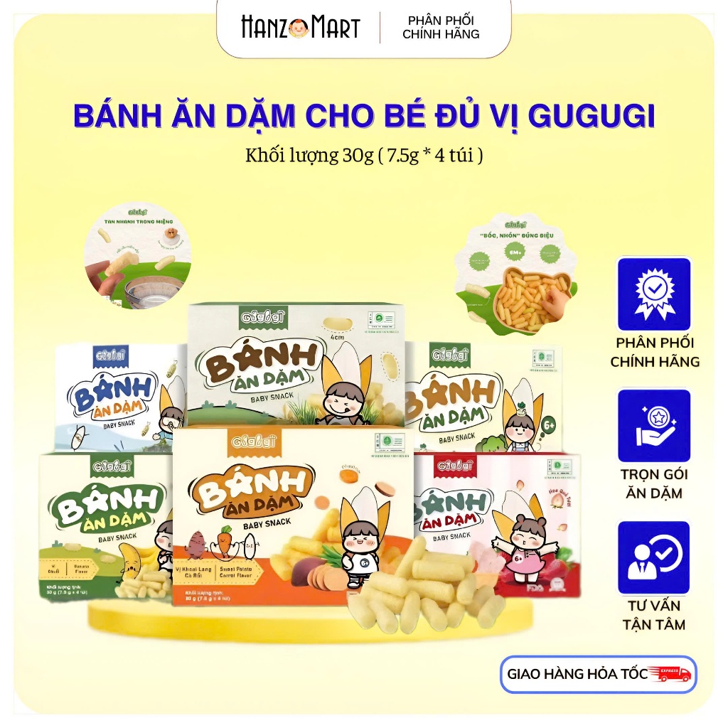 Bánh ăn dặm GUGUGI vi trái cây - Hương vị tươi ngon hộp 30g