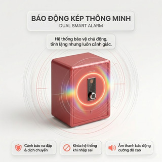 Két Sắt Thông Minh Vân Tay-Thép Đúc Nguyên Khối Cho Gia Đình&Văn Phòng-Màu Đỏ Cao Cấp-Cánh Cửa Dày 10mm&Nội Thất Da Sang