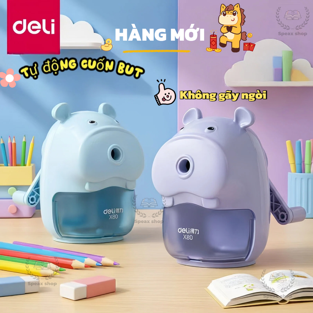 Dụng Cụ Gọt Bút Chì Deli Tự Động - Máy Bào Chống Kẹt, Chuốt Ngòi Nhọn Hoặc Tùy Chỉnh, Ổn Định Không Gãy Ruột