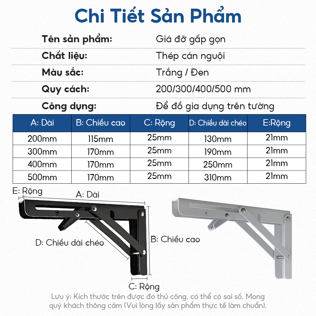 1 đôi (2 cái) BẢN LỀ GẬP MỞ RỘNG, Giá Ke đỡ bàn gấp gọn treo tường, Pát ke chữ L chịu lực 80kg | BigBuy360 - bigbuy360.vn