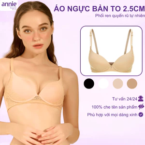 annie Áo Ngực Trơn không gọng bản to 3 móc tạo dáng lưng thon Cub B Nâng Ngực Nhẹ BRA8132B