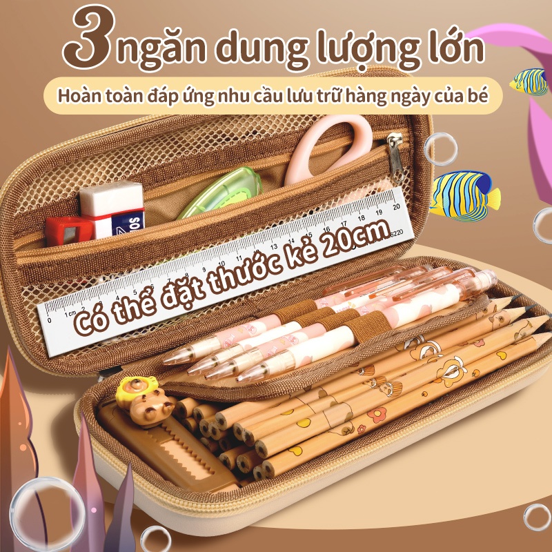 Hộp bút 3D hoạt hình chống nước bụi, thiết kế dễ thương phù hợp học sinh dùng hằng ngày