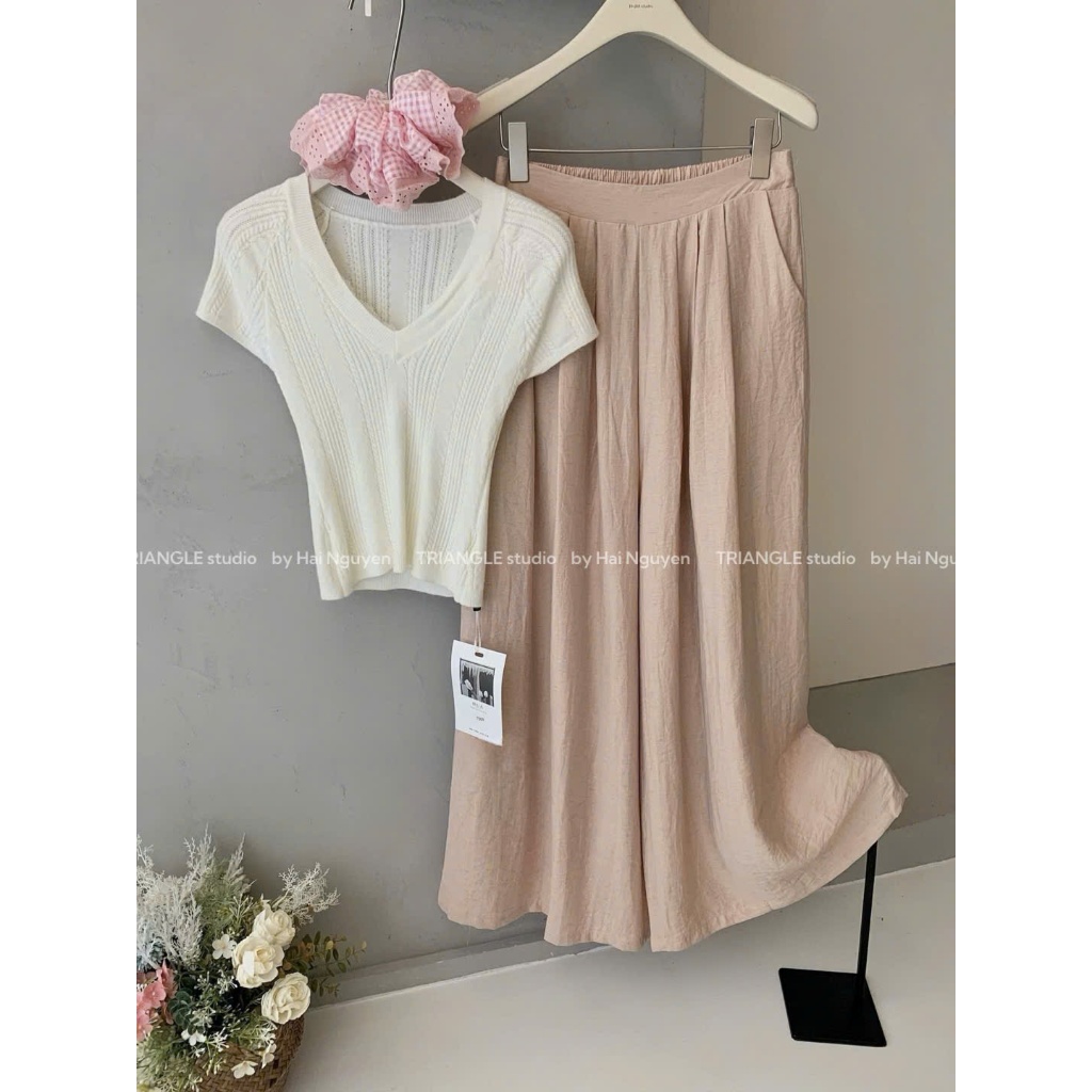 TRIANGLE - Common Trousers (Cân nhắc kỹ, return is not welcomed) Quần ống rộng Hàn Quốc style thanh lịch, dễ mặc