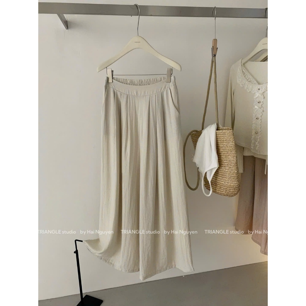 TRIANGLE - Common Trousers (Cân nhắc kỹ, return is not welcomed) Quần ống rộng Hàn Quốc style thanh lịch, dễ mặc