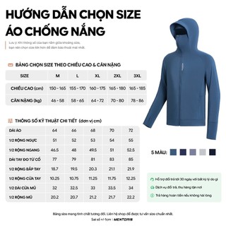 Áo Chống Nắng Thun Lạnh Nữ Mentoris, UPF 50+ Chống Tia UV, Áo Khoác Có Mũ Trùm Kín Mặt, MCN01S