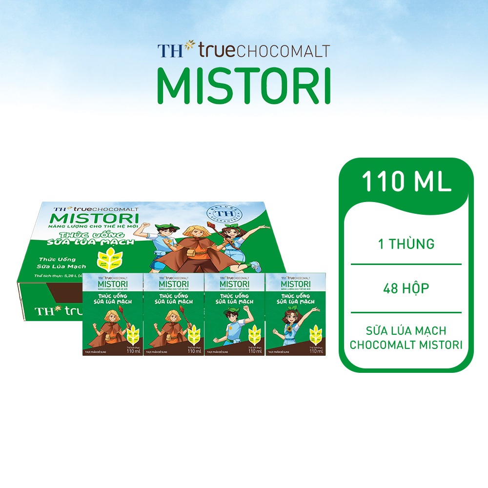 [Livestream] Thùng thức uống sữa lúa mạch TH true CHOCOMALT MISTORI 110ml (48 Hộp)