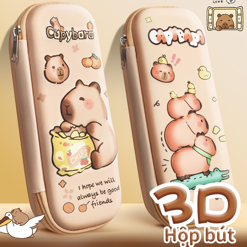 Hộp bút 3D hoạt hình chống nước bụi, thiết kế dễ thương phù hợp học sinh dùng hằng ngày