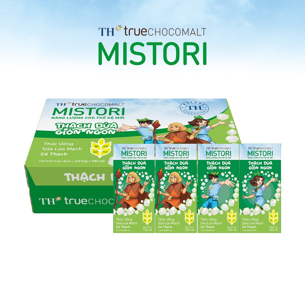 Thùng 48 hộp thức uống Sữa Lúa mạch Có Thạch TH true CHOCOMALT MISTORI 180 ml (180 ml x 48)