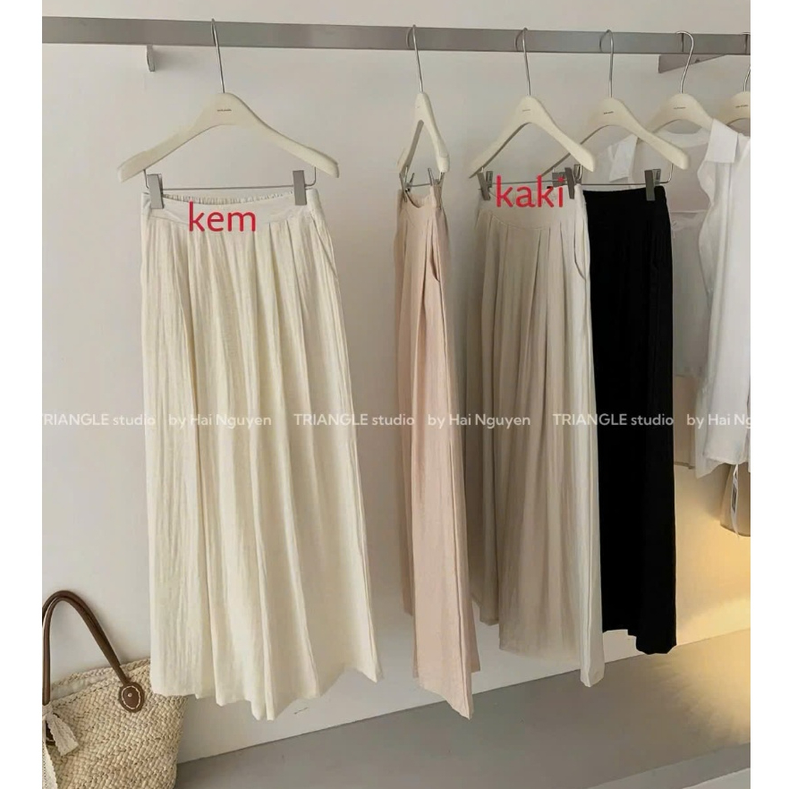 TRIANGLE - Common Trousers (Cân nhắc kỹ, return is not welcomed) Quần ống rộng Hàn Quốc style thanh lịch, dễ mặc