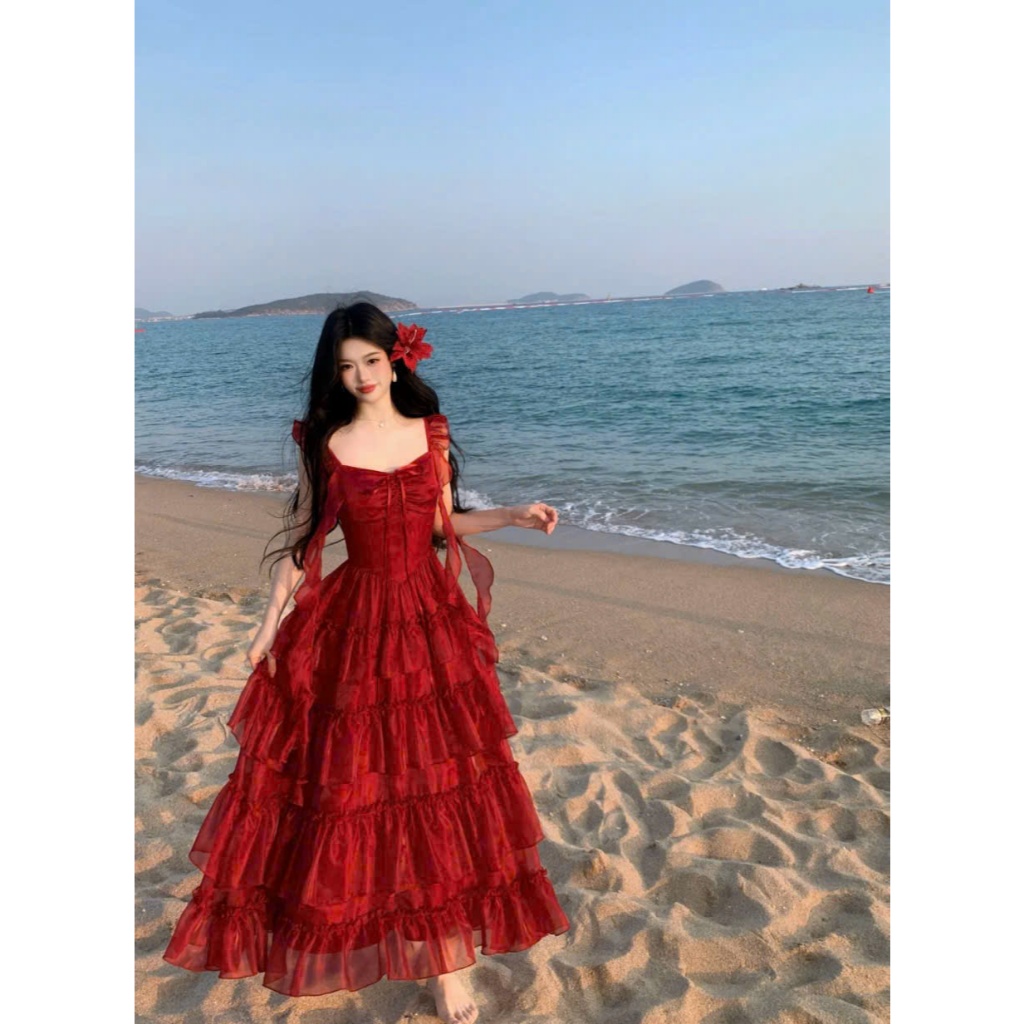 ĐẦM MAIXI TẦNG VOAN TẦNG VOAN ĐỎ RUBY CÔNG CHÚA
