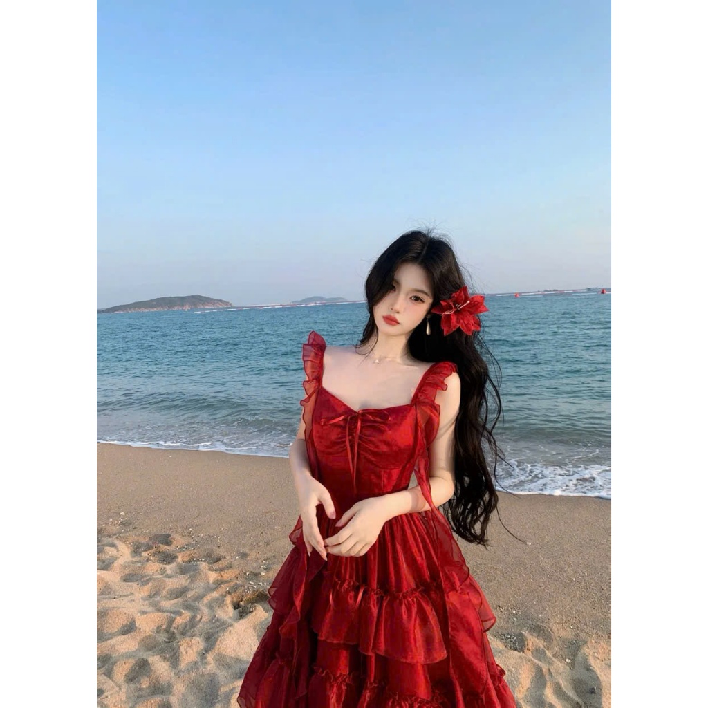 ĐẦM MAIXI TẦNG VOAN TẦNG VOAN ĐỎ RUBY CÔNG CHÚA