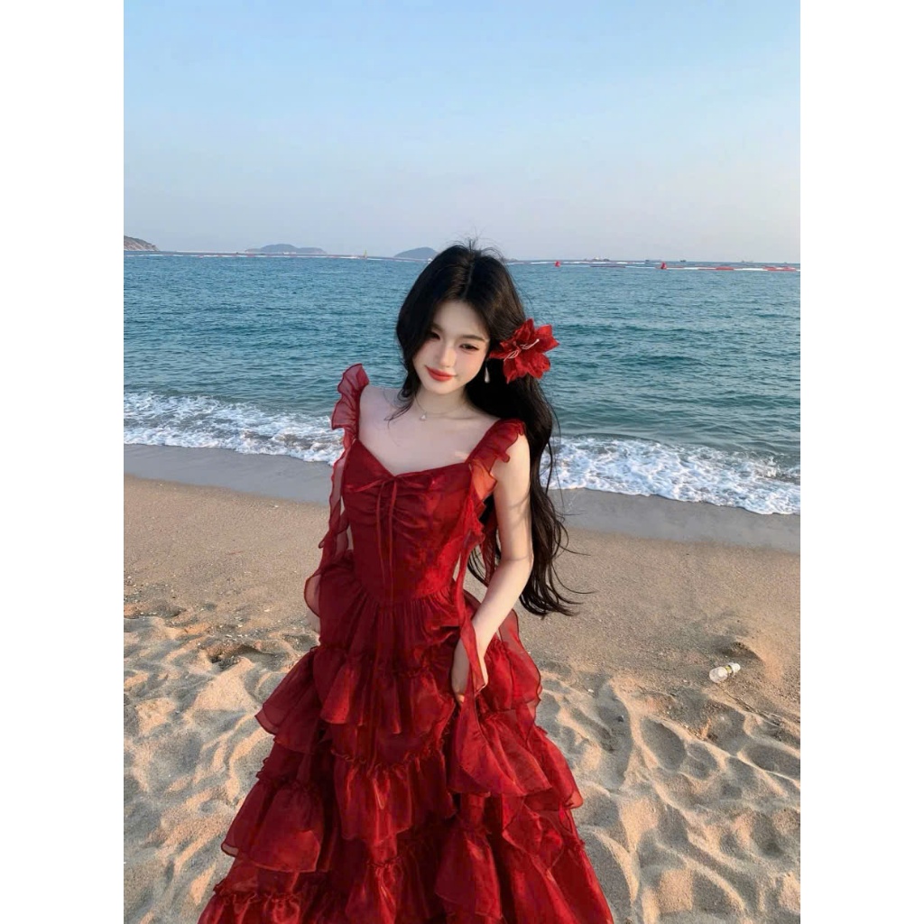 ĐẦM MAIXI TẦNG VOAN TẦNG VOAN ĐỎ RUBY CÔNG CHÚA