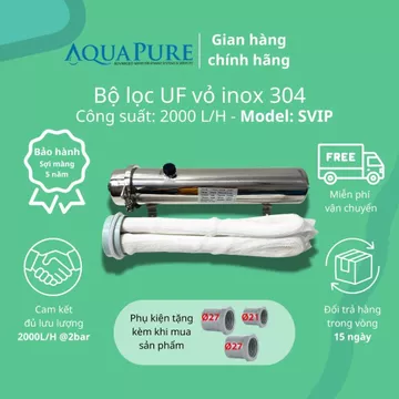 Máy lọc UF 2000L/H Flukon (R-PVDF), lọc nước đầu nguồn, lọc nước sinh hoạt thành phố siêu sạch