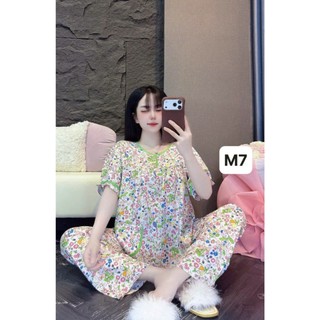Tay ngắn quần dài viền tole lanh mặc nhà cho nữ mát và thấm hút mồ hôi size 45kg-75kg