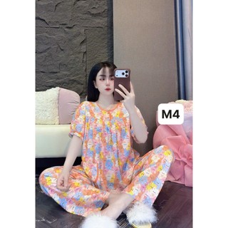 Tay ngắn quần dài viền tole lanh mặc nhà cho nữ mát và thấm hút mồ hôi size 45kg-75kg