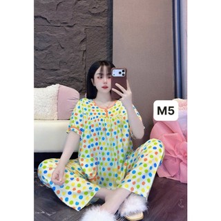 Tay ngắn quần dài viền tole lanh mặc nhà cho nữ mát và thấm hút mồ hôi size 45kg-75kg