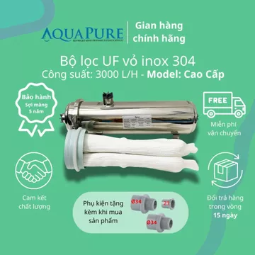 Máy lọc UF 3000L/H Sợi Dai (R-PVDF), lọc nước đầu nguồn, lọc nước sinh hoạt, nước máy thành phố