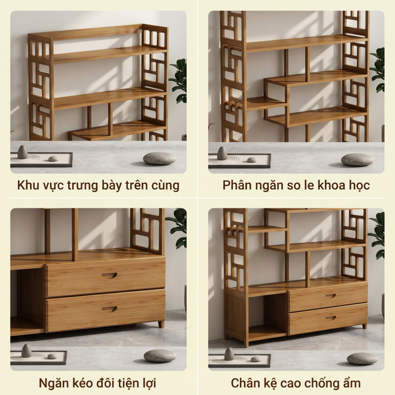 LACCOHUG Kệ để đồ kệ để đồ phong cách cổ điển nhiều tầng có ngăn kéo tiết kiệm không gian phòng khách