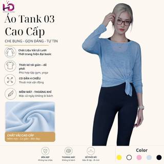 Áo cộc tay nữ, model DWY115179.1.AT003 nữ buộc tạo kiểu form dáng dài rộng vải lỗ lưới thoáng mát tập Gym Yoga