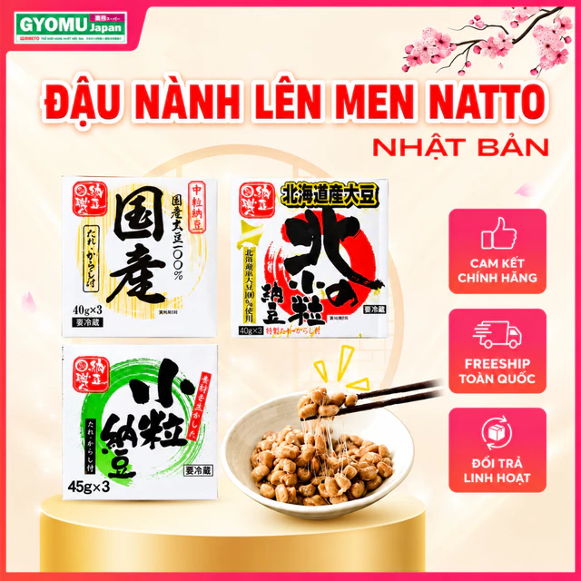 (HỎA TỐC nội thành Hà Nội) Đậu nành lên men natto hàng đông lạnh (1 set gồm 3 hộp) -Gyomu Japan