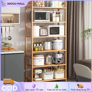 Kệ thang gỗ nhiều tầng gỗ tre chịu lực tốt chống ẩm mốc lưu trữ nhà bếp lưu trữ giày dép Hot trend