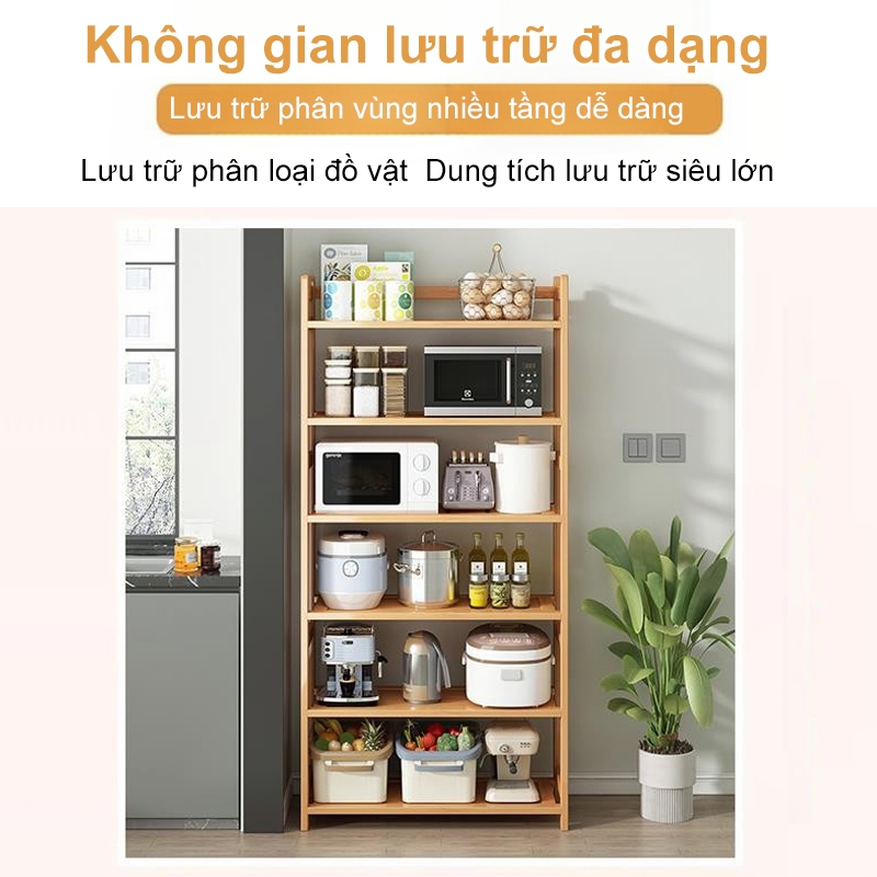Kệ thang gỗ nhiều tầng gỗ tre chịu lực tốt chống ẩm mốc lưu trữ nhà bếp lưu trữ giày dép Hot trend