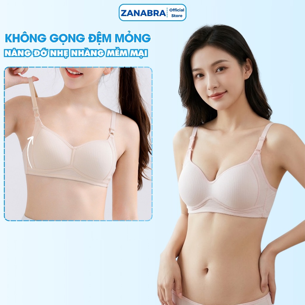 Áo ngực nữ không gọng chất cotton mềm mại, áo lót nữ sinh mút mỏng mặc áo dài không lộ ZANABRA A414