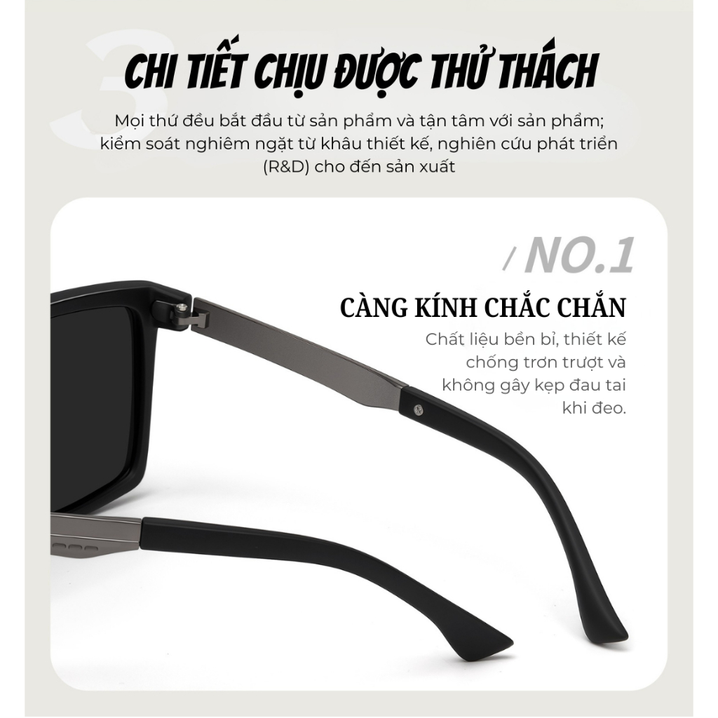 Kính Râm Nam INNI Form Vuông Nam Tính, Kính Chống Chói Chống Nắng UV, Dễ Phối Đồ Đi Chơi, Đi Biển