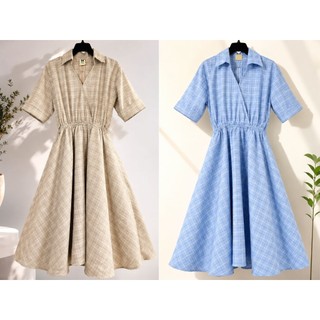 Đầm nữ cổ sơ mi eo thun