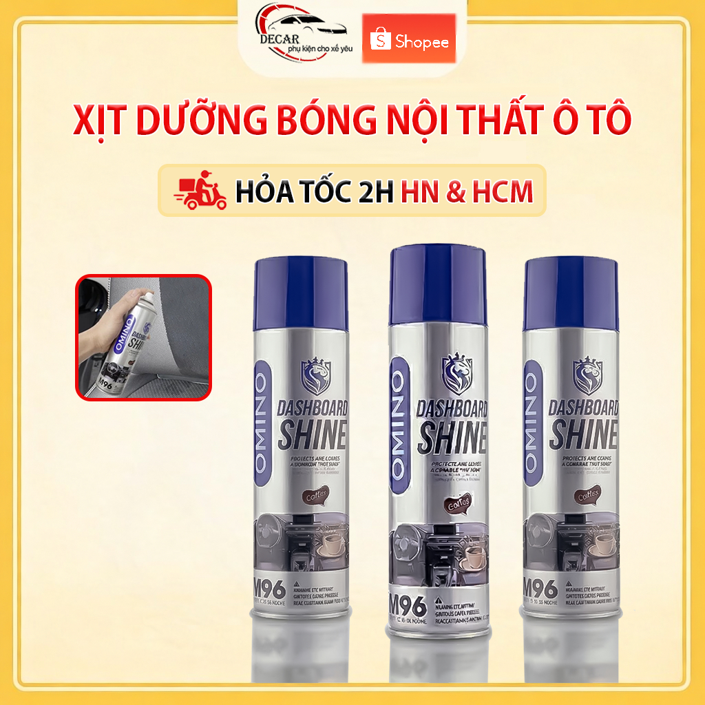 Xịt Dưỡng Bóng Nội Thất, Ghế Da Ô Tô Hương Cafe OMINO M96 500ml - Chính Hãng Omino Vietnam